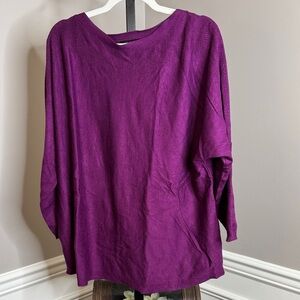 Cable & Gauge Vibrant Purple Long Sleeve Women's Sweater Size 1X